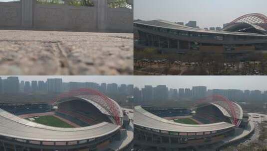 淄博市体育场体育中心航拍高清在线视频素材下载