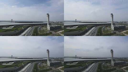 清晨延时画面机场新塔台集成塔台云层高架高清在线视频素材下载