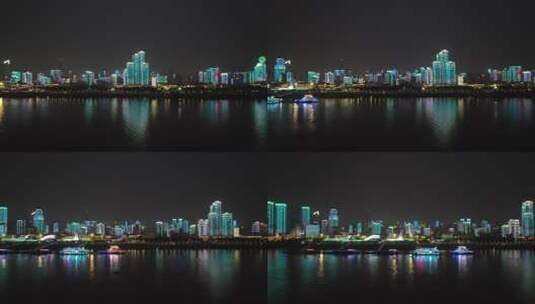 武汉滨江夜景航拍高清在线视频素材下载