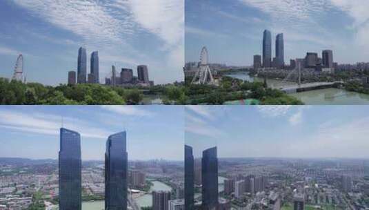 湖州东吴国际广场城市大景航拍高清在线视频素材下载