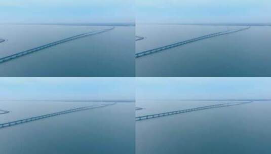 航拍上海长兴岛长江大桥高清在线视频素材下载