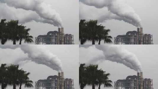 白烟从工厂烟囱排出空气污染环保题材高清在线视频素材下载