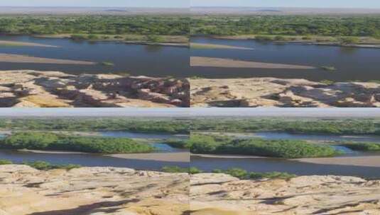 高清竖屏航拍五彩滩大峡谷河畔美景高清在线视频素材下载