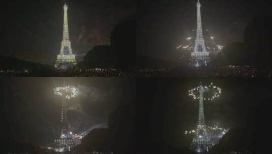 巴士底日烟花埃菲尔铁塔巴黎法国庆祝活动高清在线视频素材下载