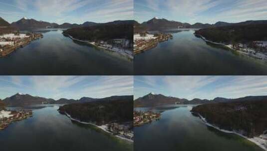 航拍山川和湖泊高清在线视频素材下载