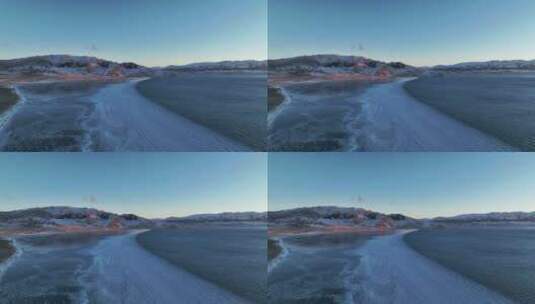 新疆博尔塔拉州博乐市赛里木湖冬季日出风光高清在线视频素材下载