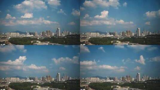 晴朗白天大气城市流云延时摄影高清在线视频素材下载