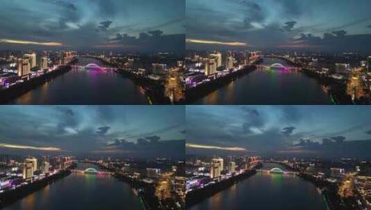 航拍江西赣州城市风光夜景高清在线视频素材下载