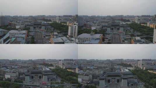 河南许昌城市夜幕降临夜景航拍高清在线视频素材下载