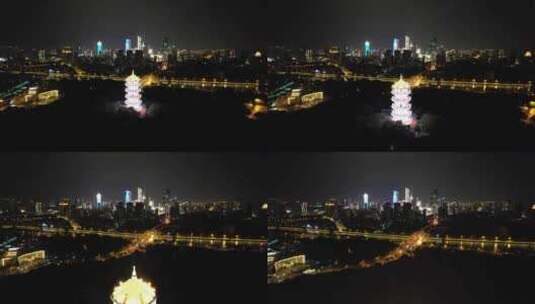 江苏无锡城市夜景惠山古镇航拍高清在线视频素材下载