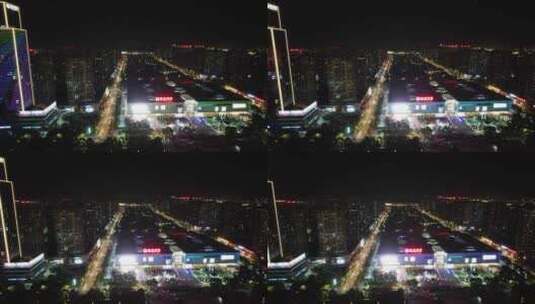 洛阳开元湖正大国际广场夜景航拍高清在线视频素材下载