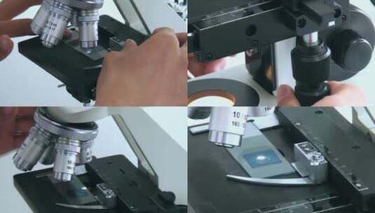 显微镜操作实验室观察制片高清在线视频素材下载