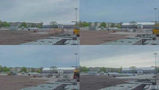 日间游乐场建筑工地沥青停车场延时拍摄高清在线视频素材下载