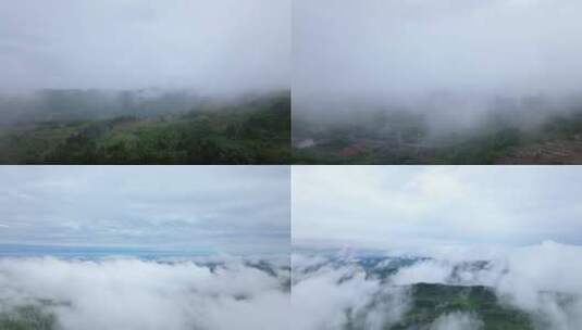 云海山脉天空森树林云雾风景山峰山区俯瞰高清在线视频素材下载