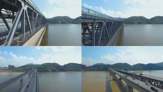 高清航拍城市大桥肇庆西江大桥高清在线视频素材下载