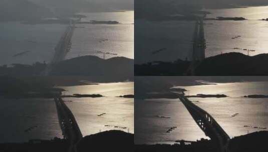 平潭海峡大桥清晨航拍高清在线视频素材下载