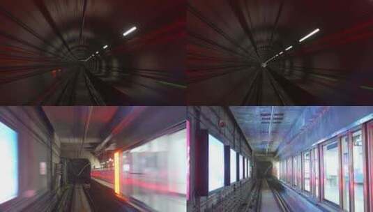 地铁隧道穿梭时空延时摄影高清在线视频素材下载