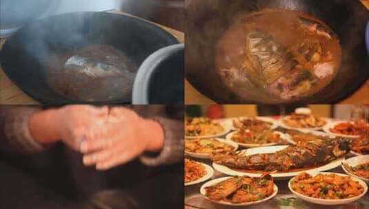 红烧鱼  餐饮 食材 厨师 美味高清在线视频素材下载