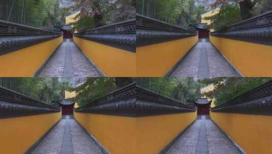 黄色围墙寺庙过道航拍高清在线视频素材下载