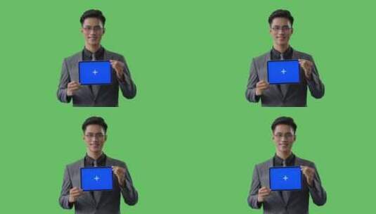 精品 · 绿幕蓝幕合成商务男性展示平板电脑高清在线视频素材下载
