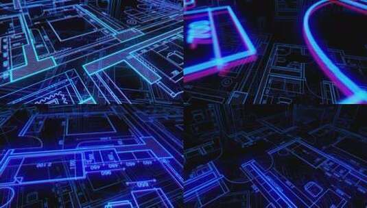 建筑施工和室内改造的3D蓝图住宅项目高清在线视频素材下载