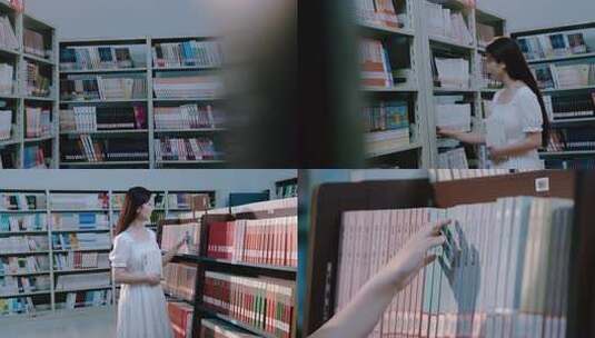 图书馆看书学习阅读高清在线视频素材下载