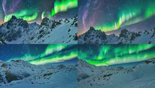 4K唯美雪山极光高清在线视频素材下载