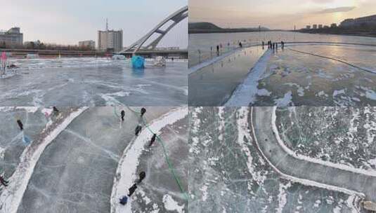 敦化结冰湖面高清在线视频素材下载