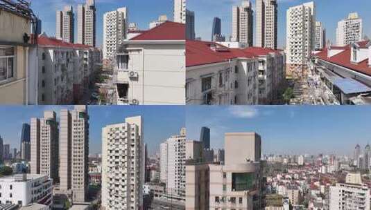 上海愚园路老住宅小区航拍高清在线视频素材下载