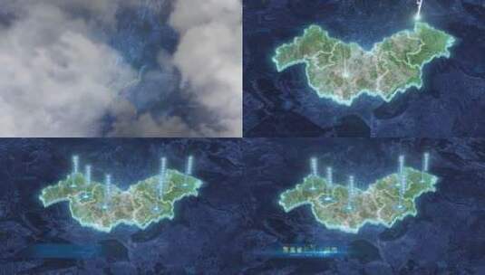 来宾市地图-云雾俯冲勾勒轮廓高清AE视频素材下载