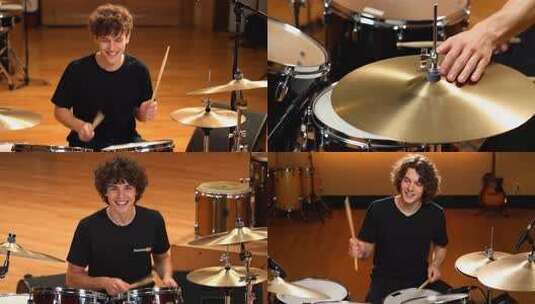 男子演奏架子鼓素材高清在线视频素材下载