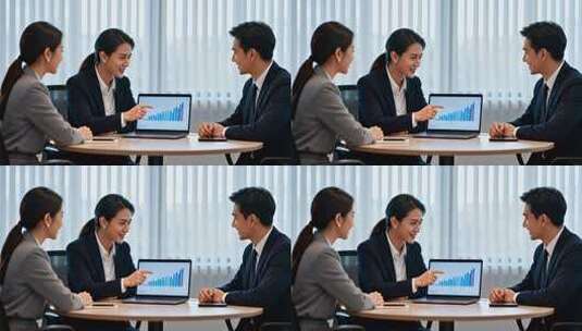 白领团队办公讨论场景高清在线视频素材下载