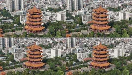 武汉黄鹤楼城市全景俯瞰高清在线视频素材下载