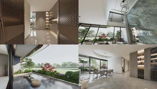 四代宅样板间空中花园景观漫游高清在线视频素材下载