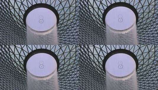 新加坡樟宜机场瀑布与网红小火车高清在线视频素材下载