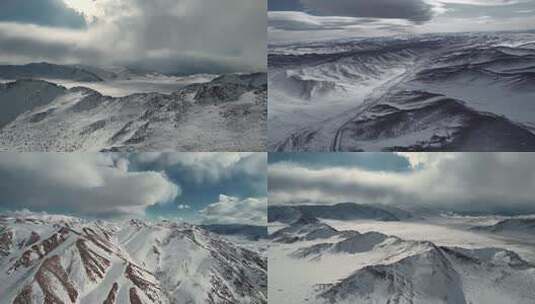 雪景森林雪山山脉冰雪阳光日出唯美大自然高清在线视频素材下载