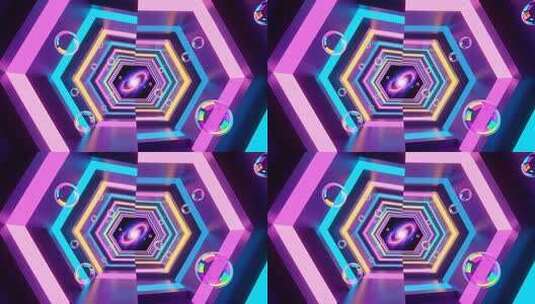 几何建筑空间抽象艺术浪漫梦幻霓虹隧道4K高清在线视频素材下载