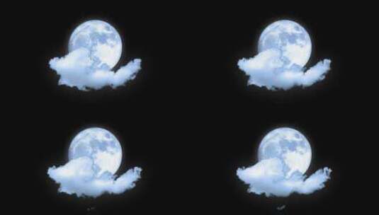 原创白云月亮-透明通道高清在线视频素材下载