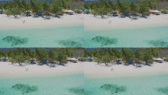 航拍海滩的度假村高清在线视频素材下载