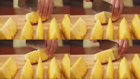 菠萝去皮切果肉 (4)高清在线视频素材下载