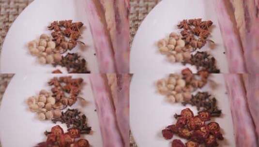 葱姜花椒大料山楂豆蔻去腥材料 (4)高清在线视频素材下载