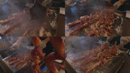 烧烤烤肉店 韩国烤肉 料理店 烧烤特写高清在线视频素材下载