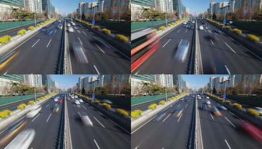 车辆经过高速公路延时镜头高清在线视频素材下载