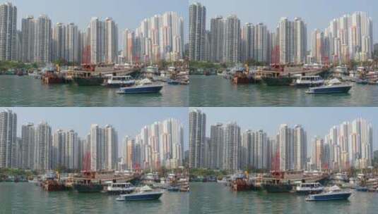 香港港口船只和建筑高清在线视频素材下载