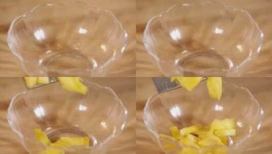 菠萝果肉切菠萝块高清在线视频素材下载