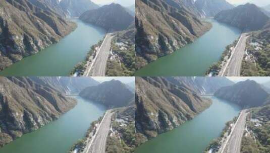 北京门头沟永定河上的落坡岭水库高清在线视频素材下载