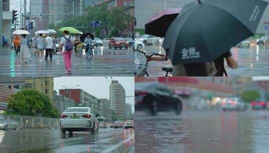 写意雨景城市升格素材高清在线视频素材下载