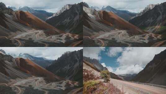 延时西藏山路视频丙察察蜿蜒山路阴影变化高清在线视频素材下载
