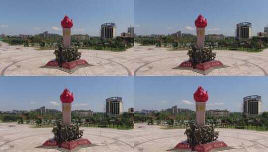 航拍江西瑞金红色旅游景点红军雕像高清在线视频素材下载