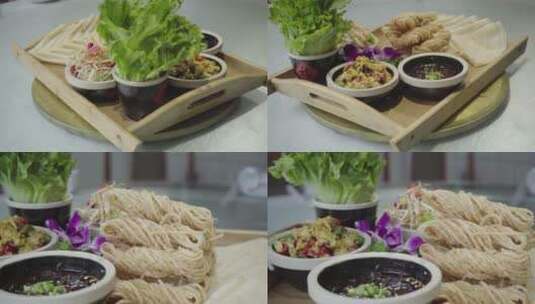 中国名菜传统美食烙馍卷菜高清在线视频素材下载